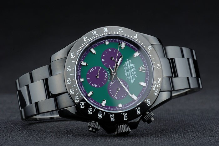 Rolex Daytona Black Ion Plated Tachymeter Black Stainless Steel Strap Green Dial 80246-3
