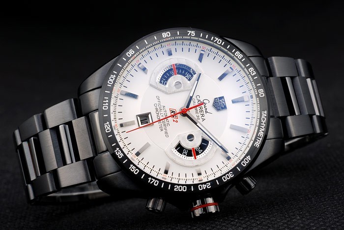 Tag Heuer Carrera Black Stainless Steel Case White Dial-2