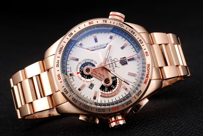 Tag Heuer Carrera Rose Gold Case White Dial-2