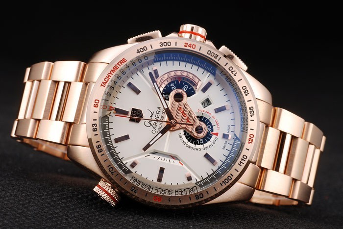 Tag Heuer Carrera Rose Gold Case White Dial-3
