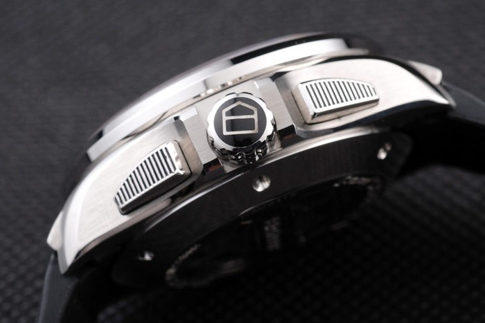 Swiss Tag Heuer Carrera Tachymeter Bezel Black Perforated Rubber Strap White Dial-7