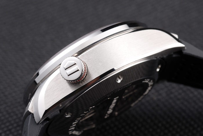 Swiss Tag Heuer Carrera Tachymeter Bezel Black Perforated Rubber Strap White Dial-8