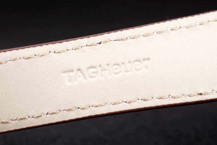 Swiss Tag Heuer Carrera Tachymeter Bezel Dark Brown Leather Strap White Dial-8