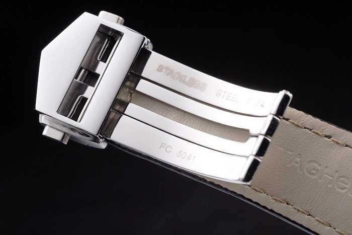 Swiss Tag Heuer Carrera Tachymeter Bezel Black Leather Strap Brown Checkered Dial-6