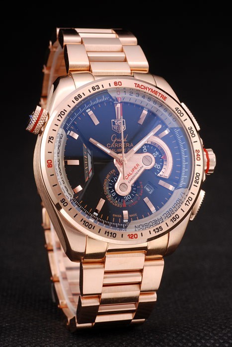 Tag Heuer Carrera Rose Gold Case Black Dial-2