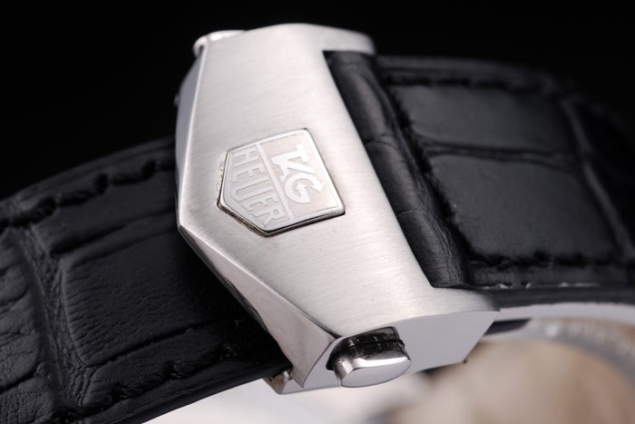 Tag Heuer Carrera Tachymeter Bezel Black Dial Black Leather Strap-5