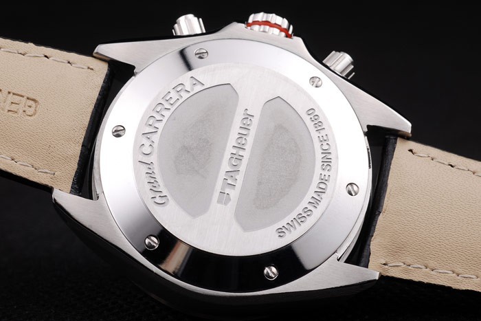 Tag Heuer Carrera Tachymeter Bezel Black Dial Black Leather Strap-6