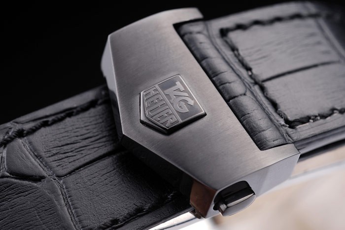 Tag Heuer Monaco Black Ceramic Case Black Dial Black Leather Strap-5